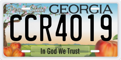 GA license plate CCR4019