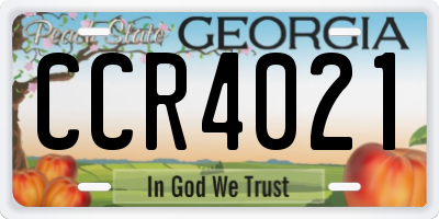 GA license plate CCR4021