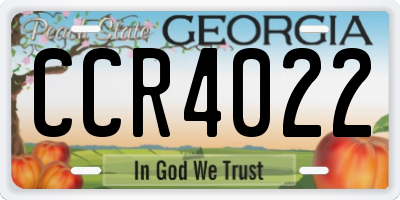 GA license plate CCR4022