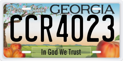 GA license plate CCR4023