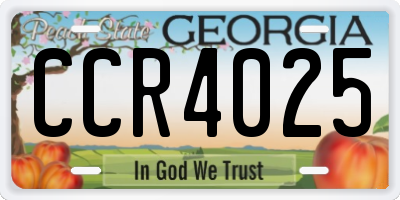 GA license plate CCR4025