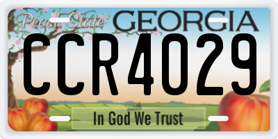 GA license plate CCR4029