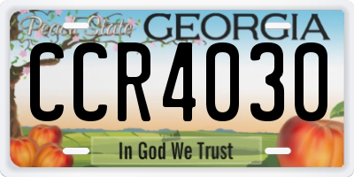 GA license plate CCR4030