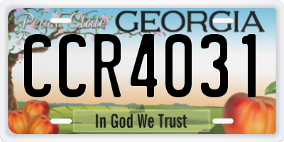 GA license plate CCR4031
