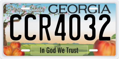 GA license plate CCR4032