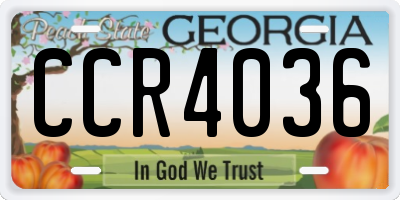 GA license plate CCR4036