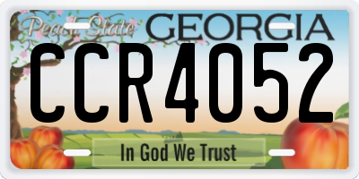 GA license plate CCR4052