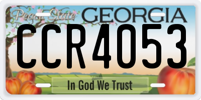 GA license plate CCR4053
