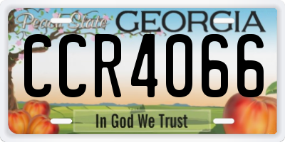 GA license plate CCR4066