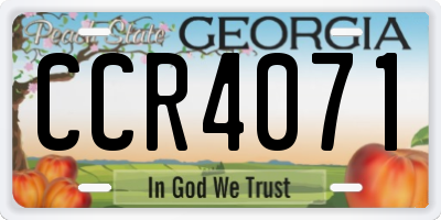GA license plate CCR4071