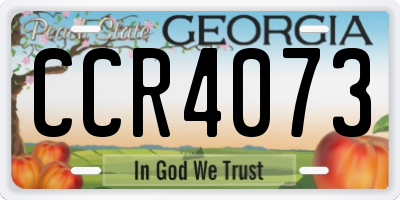 GA license plate CCR4073