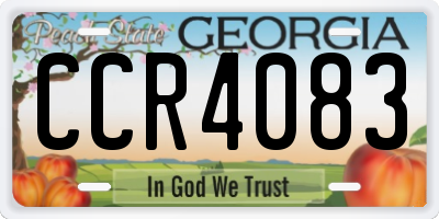 GA license plate CCR4083
