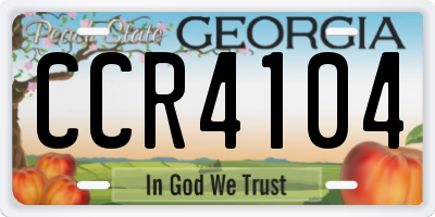GA license plate CCR4104