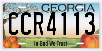 GA license plate CCR4113