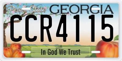 GA license plate CCR4115