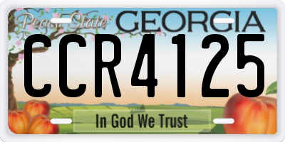 GA license plate CCR4125