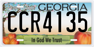 GA license plate CCR4135