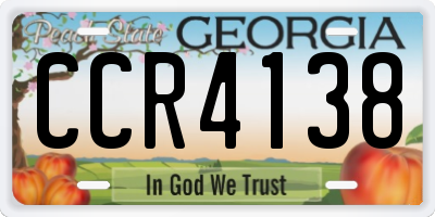 GA license plate CCR4138