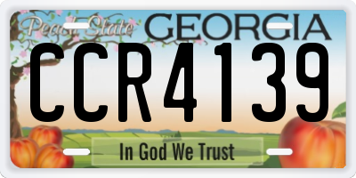 GA license plate CCR4139