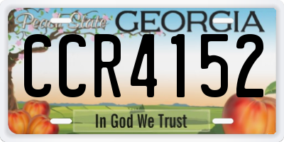 GA license plate CCR4152