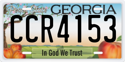 GA license plate CCR4153