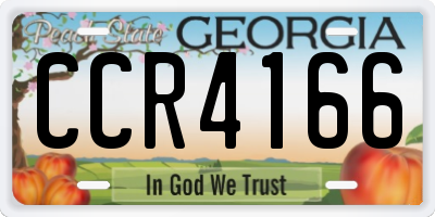 GA license plate CCR4166