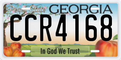 GA license plate CCR4168