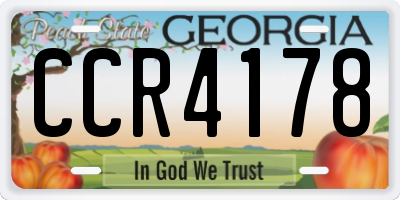 GA license plate CCR4178
