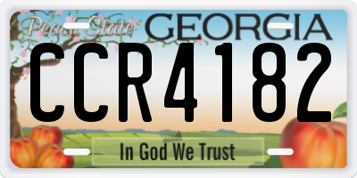 GA license plate CCR4182