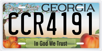 GA license plate CCR4191