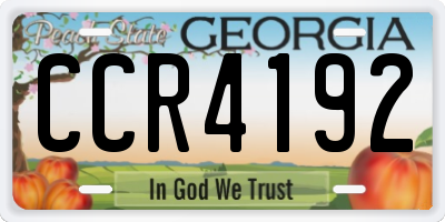 GA license plate CCR4192