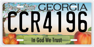 GA license plate CCR4196