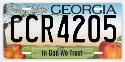 GA license plate CCR4205