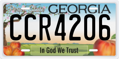 GA license plate CCR4206