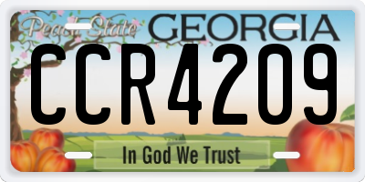 GA license plate CCR4209