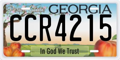 GA license plate CCR4215