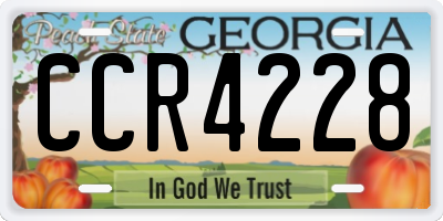 GA license plate CCR4228