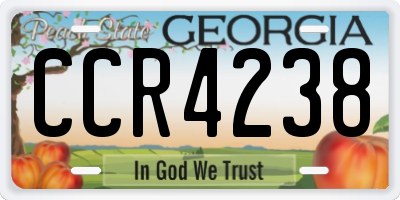 GA license plate CCR4238