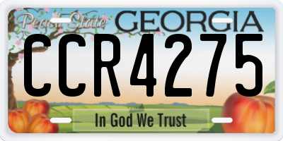 GA license plate CCR4275