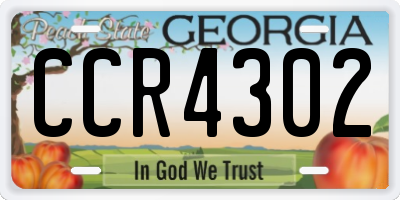 GA license plate CCR4302