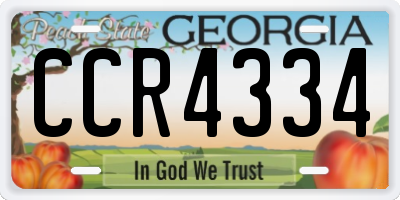 GA license plate CCR4334