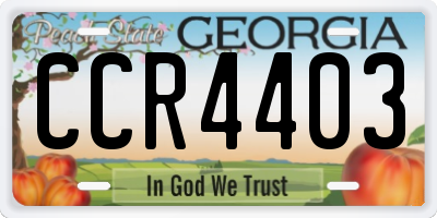 GA license plate CCR4403