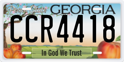 GA license plate CCR4418