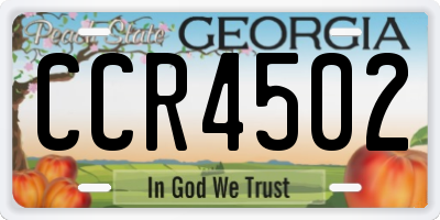 GA license plate CCR4502