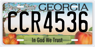 GA license plate CCR4536