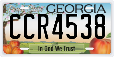 GA license plate CCR4538