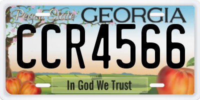 GA license plate CCR4566