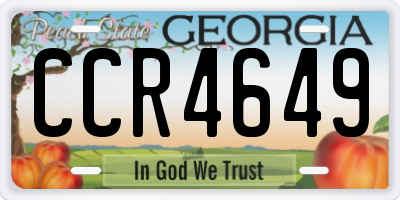 GA license plate CCR4649