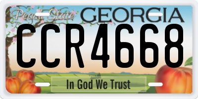 GA license plate CCR4668
