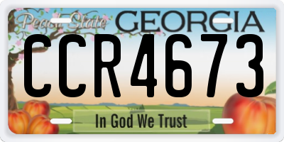 GA license plate CCR4673